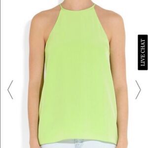 TIBI NEON HIGHLIGHTER GREEN SLEEVELESS SILK TOP